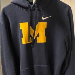 Nike Michigan Navy Blue Hoodie with Maize M Logo